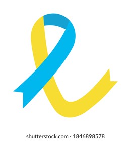 down syndrome ribbon flat style icon design, disability support and solidarity theme Vector illustration