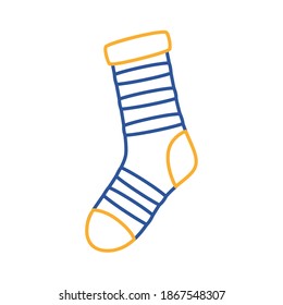 down syndrome sock with stripes line style icon vector illustration design