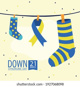 Down syndrome socks and ribbon