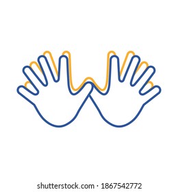 down syndrome two hands line style icon vector illustration design