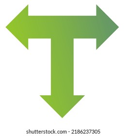 Down Three Way Arrow Icon Gradient Vector