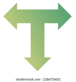 Down Three Way Arrow Icon Gradient Vector