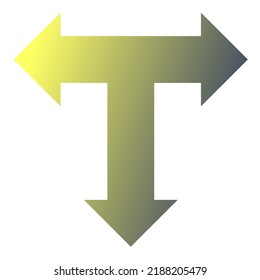 Down Three Way Arrow Icon Gradient Vector
