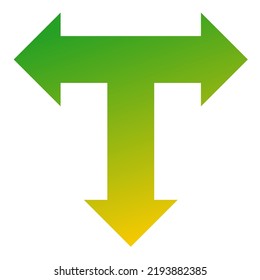 Down Three Way Arrow Icon Gradient Vector