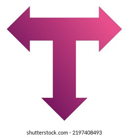 Down Three Way Arrow Icon Gradient Vector