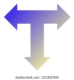 Down Three Way Arrow Icon Gradient Vector