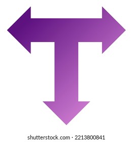 Down Three Way Arrow Icon Gradient Vector
