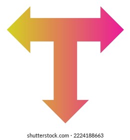 Down Three Way Arrow Icon Gradient Vector