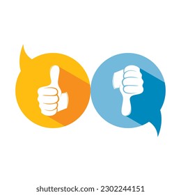 Up and down thumb symbol icon logo