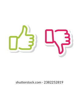 Up and down thumbs icon. Thumbs up and thumbs down.