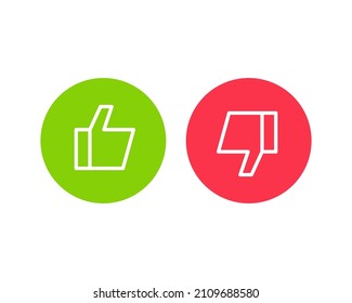 Up and down thumbs icon. Thumbs up and thumbs down. Approve and disapprove. Like icon and dislike black color simple stroke outline thin line design. Vector icons set isolated on white background.