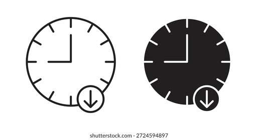 Down time icon with line and silhouette versions.