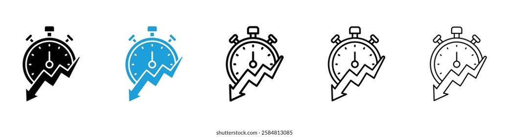 Down time icons collection vectors in black and blue