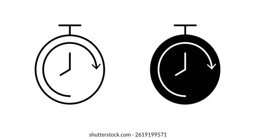 Iconos del tiempo de inactividad fijados en colores negros sobre fondo blanco