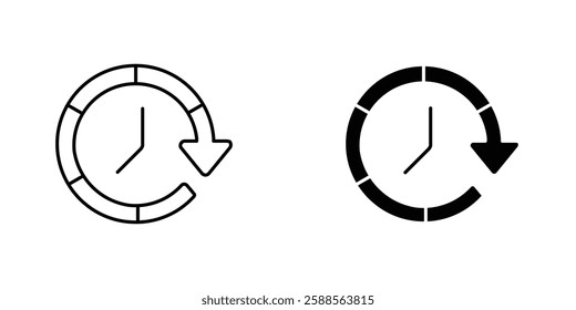Down time vectors icons set in filled and strokes on white background
