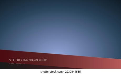 Vista de arriba hacia el pedestal rojo. Estudio para la visualización de productos con espacio de copia. Ilustración vectorial.