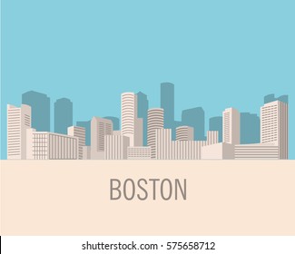 Down town American landscape with skyscrapers and high-rise buildings in flat style a vector.Urban development.