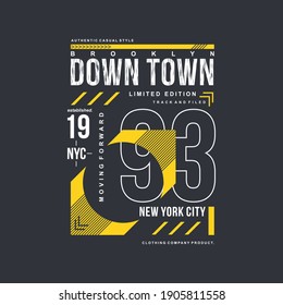 down town new york city text frame on urban style typography vector graphic design t shirt