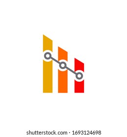 Plantilla vectorial de diseño del icono de gráfico de tendencia descendente