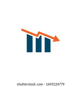 Down trend chart icon logo design vector template svg