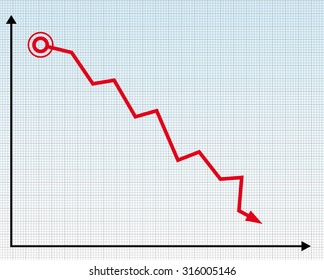 A Down Trend Graph Diagram Vector Illustration With A Red Line