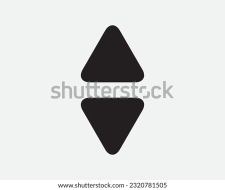 Up Down Triangle Arrow Icon Lift Elevator Button Direction Navigation Front Back. Black and White Sign Symbol Illustration Artwork Clipart EPS Vector