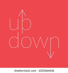 Up and Down Typography with Arrows in Thin Font