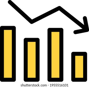 down vector color line icon