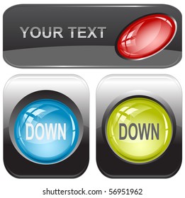 Down. Vector internet buttons.