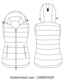Down vest garment winter clothes simple illustration