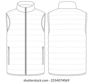 down vest jacket Vector illustration Front and back views