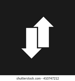 Up and down white icon on gray background