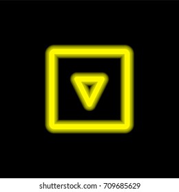 Down yellow glowing neon ui ux icon. Glowing sign logo vector
