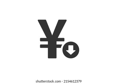 icono de yenes abajo estilo moderno vector.