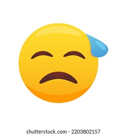 Downcast emoji with cold sweat, emoticon with closed eyes 