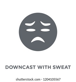Downcast With Sweat emoji icon. Downcast With Sweat emoji design concept from Emoji collection. Simple element vector illustration on white background.