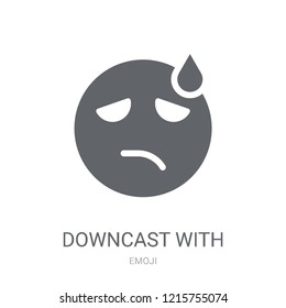 Downcast With Sweat emoji icon. Trendy Downcast With Sweat emoji logo concept on white background from Emoji collection. Suitable for use on web apps, mobile apps and print media.