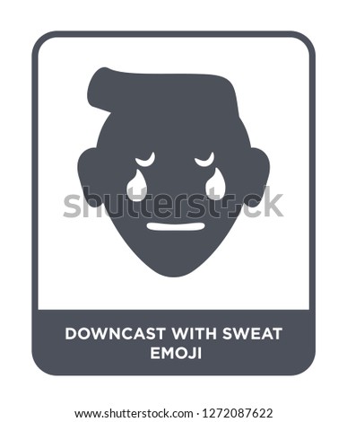 downcast with sweat emoji icon vector on white background, downcast with sweat emoji trendy filled icons from Emoji collection, downcast with sweat emoji simple element illustration