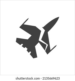 Downed Plane. Plane Crash.Terrorist Act. Airplane Crash Vector Icon.