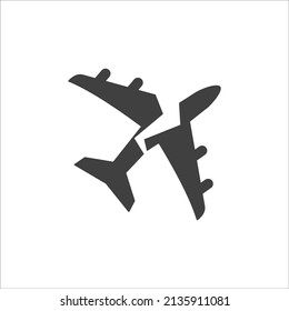 Downed Plane. Plane Crash.Terrorist Act. Airplane Crash Vector Icon.