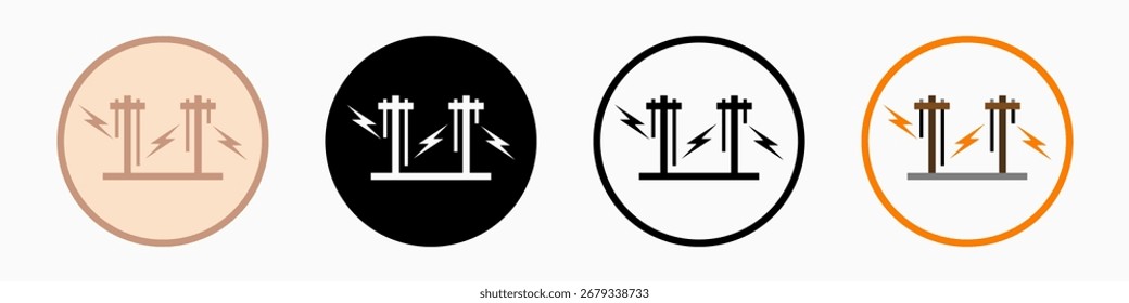 Iconos de líneas eléctricas caídas: Ilustración vectorial de iconos de líneas eléctricas caídas con fondo blanco