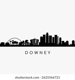 Downey California Skyline Silhouette Vector.