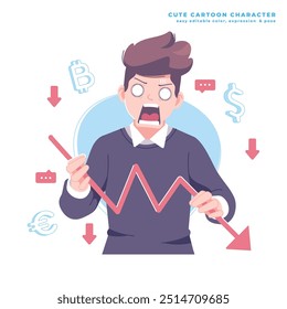 downfall business man character illustration