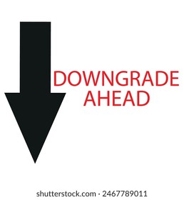  Icono de Vector de signo de downgrade sobre fondo blanco 