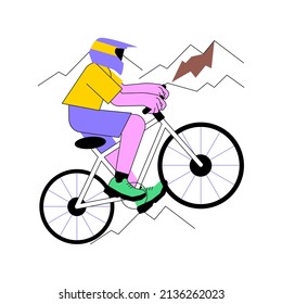 Downhill abstract concept vector illustration. Mountain freeride, extreme sport, forest track, holiday adventure, cycle competition, active lifestyle, hill ride, speed bike abstract metaphor.