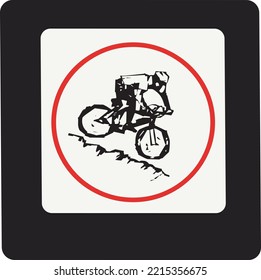 downhill area symbol vector icon flat sign symbol with exclamation mark isolated on white background