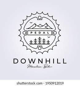 downhill bike mountain biker logo icon symbol sign vector illustration design line art icon logo