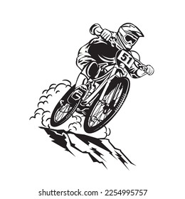 Downhill biker vector illustratio, perfect for t shirt and competition event logo design