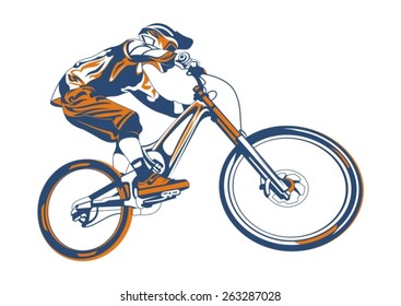 Downhill Biker vector illustration using two color