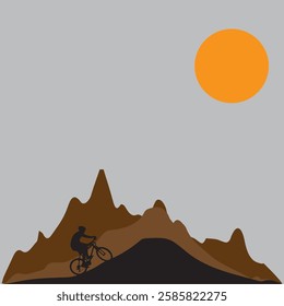 Downhill cyclist illustration, hill illustration 